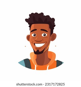 a Portrait and avatar of male. Laughter and joy, smile and calmness. Diversity of personage, multiethnic society. Cartoon character, vector in flat style, flat color. 