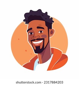 a Portrait and avatar of male. Laughter and joy, smile and calmness. Diversity of personage, multiethnic society. Cartoon character, vector in flat style, flat color