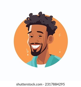 a Portrait and avatar of male. Laughter and joy, smile and calmness. Diversity of personage, multiethnic society. Cartoon character, vector in flat style, flat color