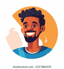 a Portrait and avatar of male. Laughter and joy, smile and calmness. Diversity of personage, multiethnic society. Cartoon character, vector in flat style, flat color