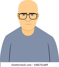 Portrait of the bald man with glasses