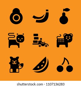 portrait, banana, face and flower icon set. Vector illustration for web and design.