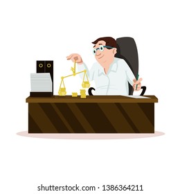 Portrait of Banker or Financier. Vector Isolated Graphic Design Element. Icon, avatar of manager, boss, professor, scientist. Clear, Pure, Simple, cartoon, comic style illustration. Male adult person