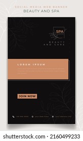 Portrait Banner template in black background for spa and beauty care advertisement design
