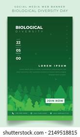 Portrait banner template in green background for world biological diversity day design