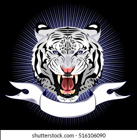 Portrait of a bared tiger banner background