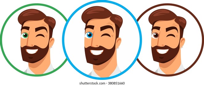 portrait of a bearded hipster circle set