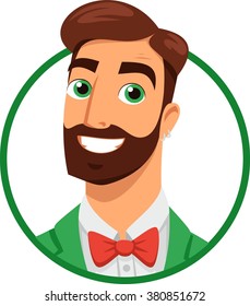 portrait of a bearded hipster tie green circle