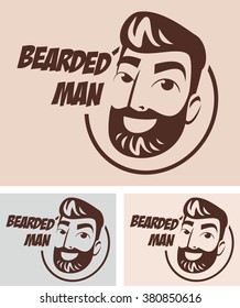 portrait of a bearded man logo set