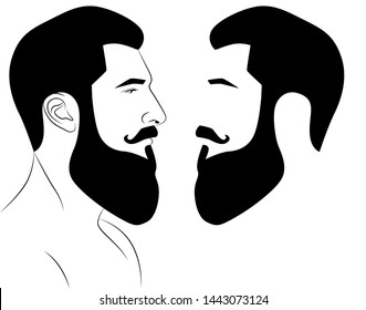 Portrait of bearded man, side view.