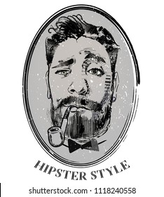 portrait of bearded man with tobacco pipe