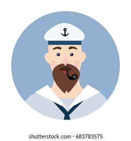 Portrait Bearded Sailor Smoking Pipe His Stock Vector (Royalty Free ...