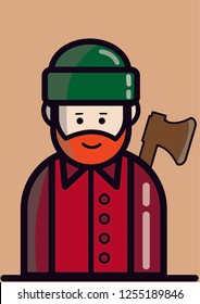 Portrait of a bearded woodcutter