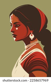 Portrait of a beautiful African American woman. Retro style. Vector illustration. wall art print poster