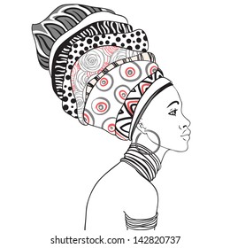 Portrait of beautiful African woman with earring (profile view)