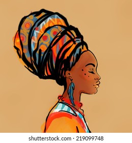 Portrait of beautiful African woman with earring (profile view) 