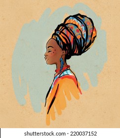 Portrait of beautiful African woman with earring (profile view) 