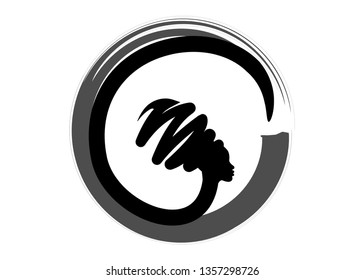 portrait beautiful African woman in traditional turban, black women vector silhouette isolated , logo design hairstyle concept 