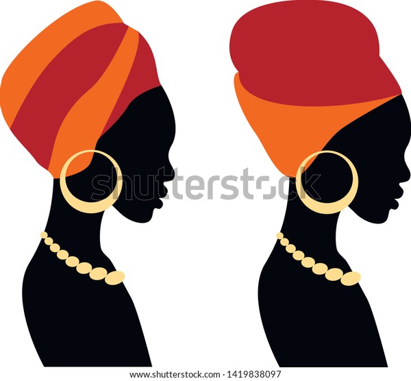 Portrait Beautiful African Woman Traditional Turban Stock Vector Royalty Free 1419838097 1324