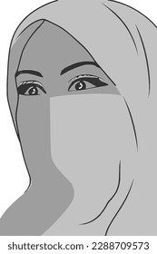 Portrait of a beautiful Arab woman, vector graphics.