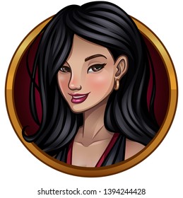 Portrait of beautiful Asian girl. Vector illustration