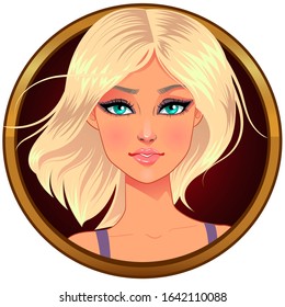 Portrait of beautiful blonde. Vector illustration