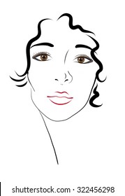 portrait of a beautiful, brown-eyed young woman. sketch