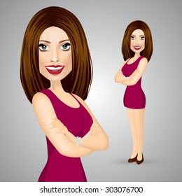 portrait of beautiful business woman with crossed arms isolated over white background