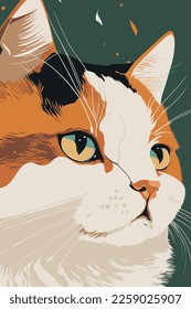 Portrait of a beautiful cat. Vector illustration in retro style. wall art print poster