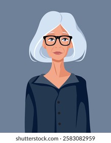 
Portrait of a Beautiful Elegant Senior Lady Vector Character. Woman with gray hair aging gracefully having a timeless beauty
