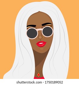 Portrait of a beautiful girl . Avatar of a young woman.Vector flat illustration