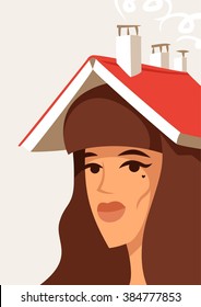 portrait of a beautiful girl is a book on her head