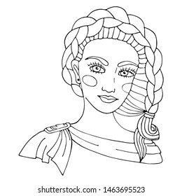 Portrait of a beautiful girl for coloring, covers, stickers, t-shirts and other designs. Beautiful woman vector.