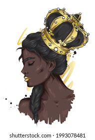 Portrait of a beautiful girl in a crown. Fashion and style, clothing and accessories.