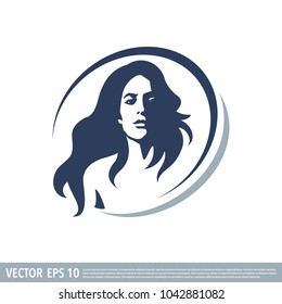 portrait beautiful girl. flat vector illustration