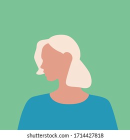 Portrait of a beautiful girl side view. A young woman with blonde hair and no facial features. Avatar for social networks. Greeting card with International women's day. Profile, silhouette.