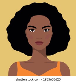 Portrait of a  beautiful girl.  Vector flat illustration.