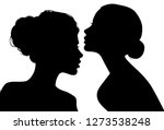 Portrait of beautiful girls with a hairstyle, a woman in profile, isolated outline silhouette