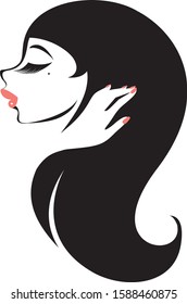 portrait of a beautiful lady vector silhouette beauty salon logo