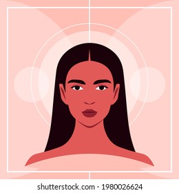 Portrait of a beautiful Latin American woman. Avatar for social networks. Bright vector illustration in flat style.