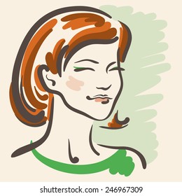 Portrait of a beautiful redhead girl with haircut.