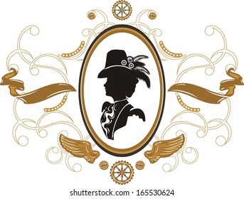 Portrait of Beautiful steampunk girl   in frame