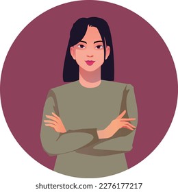 portrait of a beautiful woman avatar for social media bright vector illustration in flat style 