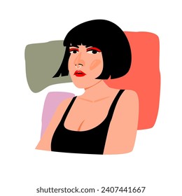 Portrait of a beautiful woman. Avatar for social networks. Vector illustration in flat style.