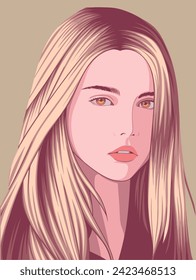 Portrait of a beautiful woman blonde hair vector illustration
