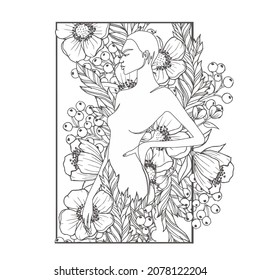 Portrait of beautiful woman with flowers