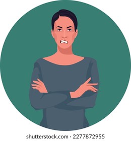 portrait of a beautiful woman getting angery vector illustration in flat style