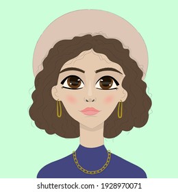 Portrait of a beautiful woman in a hat. Fashion girl. Isolated vector illustration