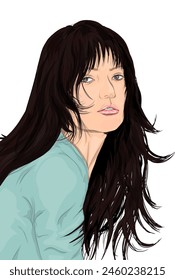 portrait of a beautiful woman with long hair without a background