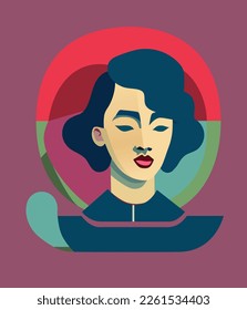 Portrait of a beautiful woman minimalistic